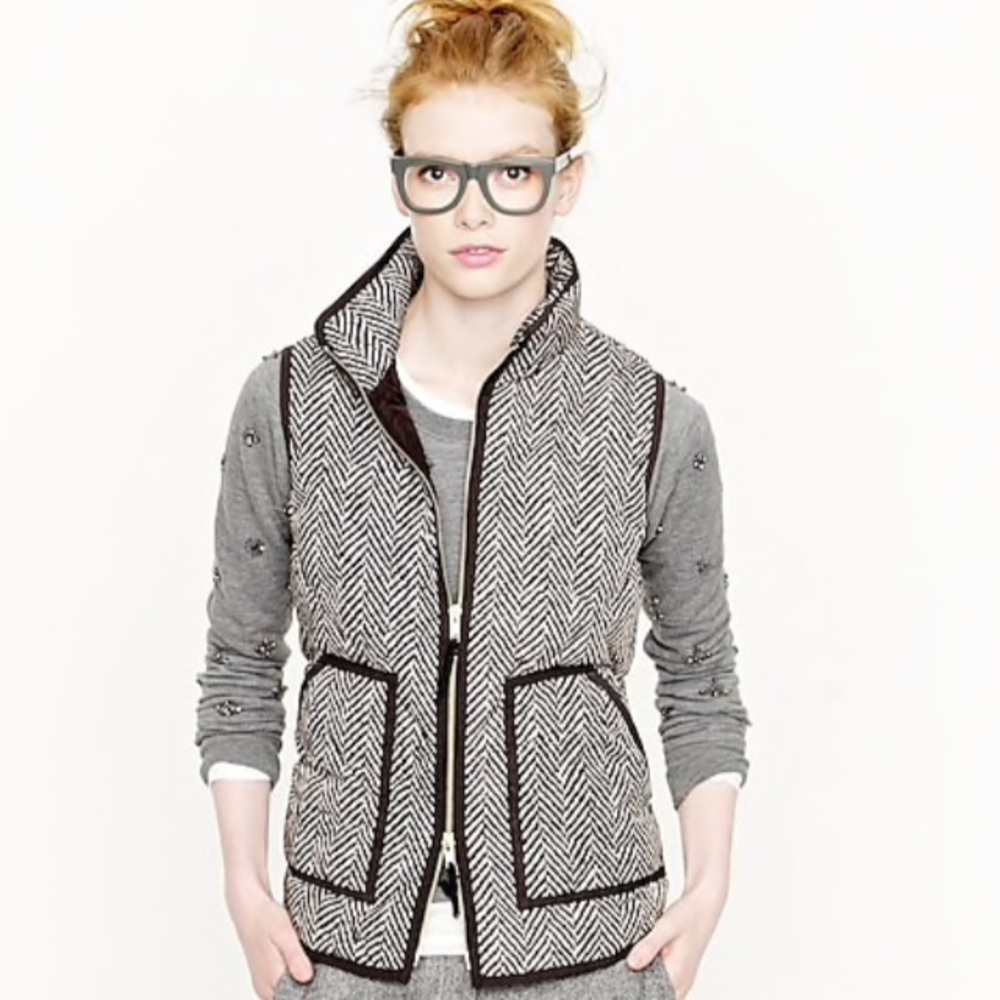 JCrew down-filled herringbone vest sz small